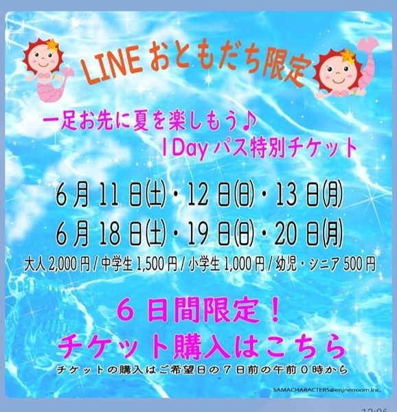 東京サマーランドのLINEおともだち限定のチケット例