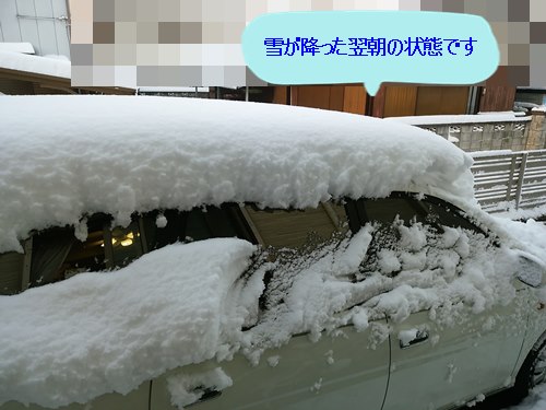 大雪が降った翌朝の車の状態