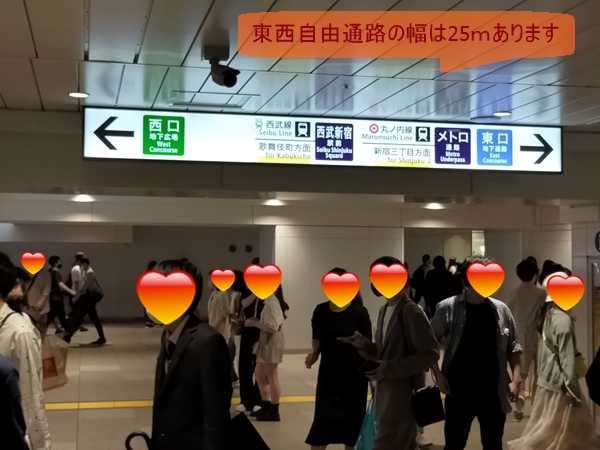 JR新宿駅の東西自由通路の幅