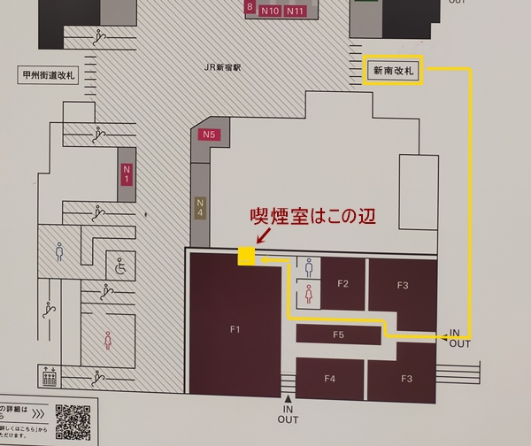 ニュウマン新宿・フードホールの地図